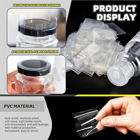 480Pcs 6 Large Sizes PVC Heat Shrink Wrap Bands, Clear Heat Shrink Wrap Film Bottle Shrink Bands Perforated Shrink Seal Bands for Essential Oil Bottle Jars in Saudi Arabia