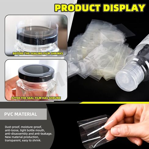 480Pcs 6 Large Sizes PVC Heat Shrink Wrap Bands, Clear Heat Shrink Wrap Film Bottle Shrink Bands Perforated Shrink Seal Bands for Essential Oil Bottle Jars in Saudi Arabia
