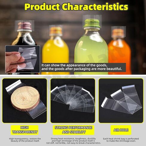480Pcs 6 Large Sizes PVC Heat Shrink Wrap Bands, Clear Heat Shrink Wrap Film Bottle Shrink Bands Perforated Shrink Seal Bands for Essential Oil Bottle Jars in Saudi Arabia