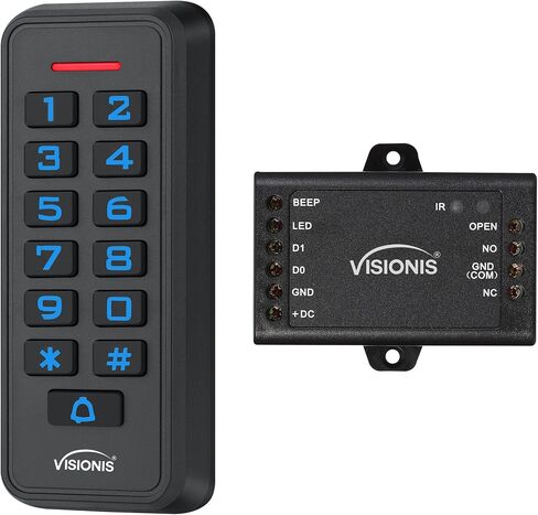 Visionis VIS-3008 Access Control Black Outdoor IP68 Weatherproof Keypad And Card Reader Standalone With Mini Controller + Wiegand 26, No Software, Delay And On/Off Toggle Mode, EM Cards, 1000 Users in Saudi Arabia