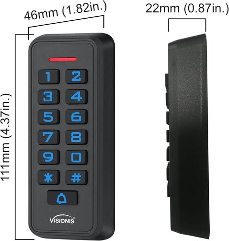 Visionis VIS-3008 Access Control Black Outdoor IP68 Weatherproof Keypad And Card Reader Standalone With Mini Controller + Wiegand 26, No Software, Delay And On/Off Toggle Mode, EM Cards, 1000 Users in Saudi Arabia
