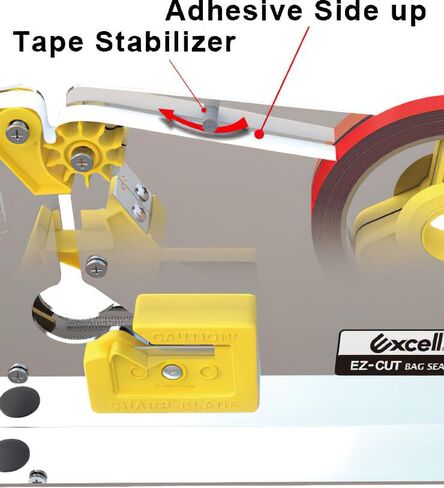 سدادة الأكياس من Excell ET-606STK EZ-Cut، هيكل من الفولاذ المقاوم للصدأ؛ أداة تشذيب مدمجة، قطر أساسي 3 بوصة، عرض شريط 1/2 بوصة، مثبت الشريط، ثقوب مثقوبة مسبقًا على القاعدة للتركيب، فضي in Kuwait