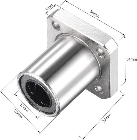 uxcell LMK6UU Linear Ball Bearings 6mm Bore 12mm OD 19mm Length Square Flange Nickel Plated for CNC Machine 3D Printers 2pcs in Kuwait