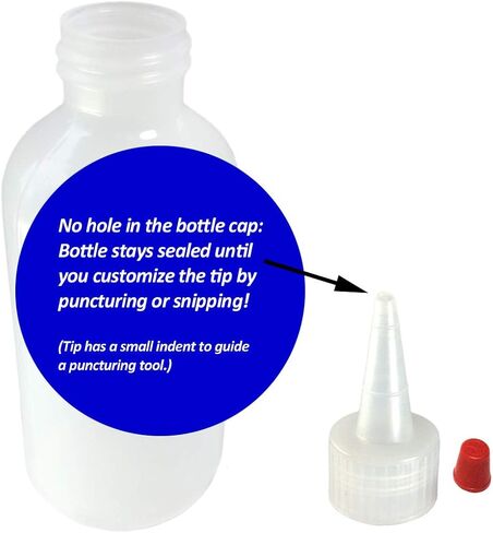 Yorker Squeeze Bottles (1oz, 25 Pack) Boston Round with Red Tip Caps - LDPE Plastic - Made in USA in Saudi Arabia