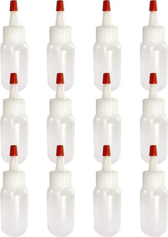 Yorker Squeeze Bottles (1oz, 25 Pack) Boston Round with Red Tip Caps - LDPE Plastic - Made in USA in Saudi Arabia