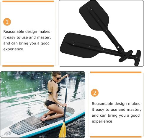 BESPORTBLE Boating Oars Retractable Paddle Kayak Paddle Aluminum Alloy T- Handle Paddle Water Sports Telescopic Portable Paddle Adjustable Paddles 2Pcs (Black) Boat Oars Telescoping in Saudi Arabia
