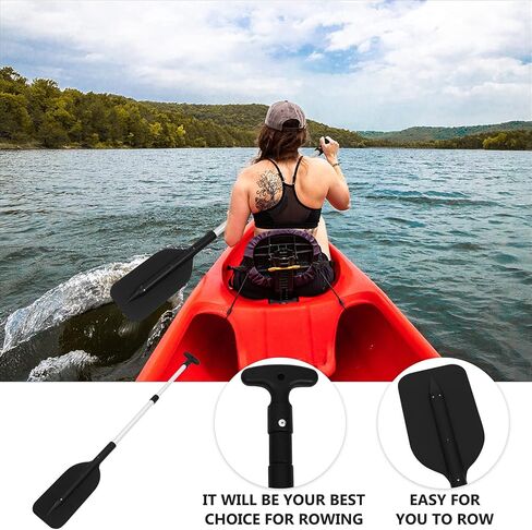 BESPORTBLE Boating Oars Retractable Paddle Kayak Paddle Aluminum Alloy T- Handle Paddle Water Sports Telescopic Portable Paddle Adjustable Paddles 2Pcs (Black) Boat Oars Telescoping in Saudi Arabia