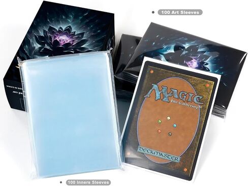 100 PCS MTG Card Sleeves with 100 PCS Perfect Fit Sleeves, Art Matte Card Sleeves with Inner Sleeves - Fit Standard Size Cards - Black Lotus in Saudi Arabia