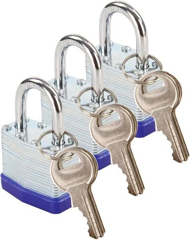 أقفال SEPOX® Trinity Keyed-Alike، جسم فولاذي مصفح مقوى شديد التحمل 1-9/16 بوصة 40 مم، تكبل قياسي غير قابل للقطع، حزمة من 3 قطع أقفال، 6 قطع نفس المفاتيح، لخزانة الصالة الرياضية، صندوق الأدوات، السقيفة، التخزين in Kuwait