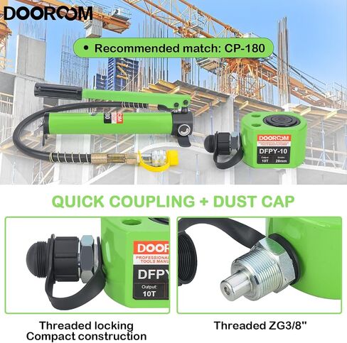 10T 1.0"/26mm Stroke Portable Hydraulic Cylinder Portable Low Profile Jack Sets Multi-Acting Porta Power Ram Jack Kits Lifting Cylinder with CP-180 Hydraulic Hand Pump in Saudi Arabia
