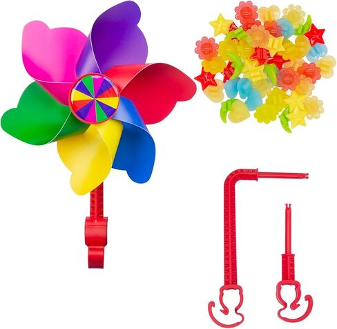 طاحونة هوائية لدراجة الأطفال للبنات والأولاد و48 قطعة من خرز عجلة الدراجة DIY مجموعة إكسسوارات تزيين الدراجة in Kuwait