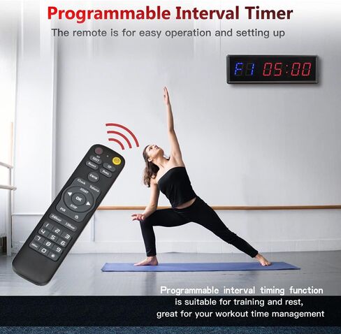 Gym Timer 1.5" LED Interval Timer Workout Timer Clock Stopwatch Timer Count Down/Up with Remote, Home Gym Garage Fitness with Buzzer,Digital Interval Training Timer for Classroom and Outdoor in Saudi Arabia