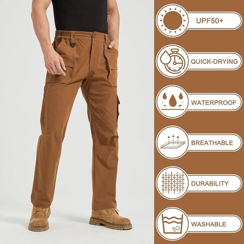 Men's Lightweight Ripstop Tactical Cargo Pants Water Resistant Hiking Travel Work Pants Quick Dry Stretch Pants in Saudi Arabia
