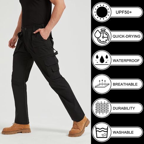 Men's Lightweight Ripstop Tactical Cargo Pants Water Resistant Hiking Travel Work Pants Quick Dry Stretch Pants in Saudi Arabia
