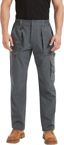 Men's Lightweight Ripstop Tactical Cargo Pants Water Resistant Hiking Travel Work Pants Quick Dry Stretch Pants in Saudi Arabia