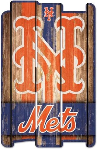 Wincraft MLB New York Mets Wood Fence Sign, Black in Saudi Arabia