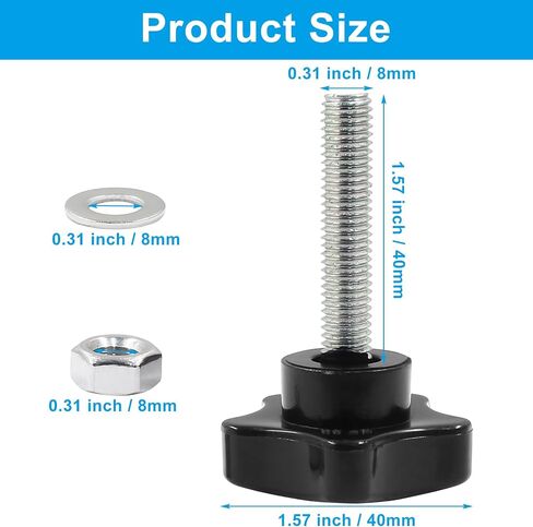 M8 x 50 Thread Star Knobs, Stainless Steel Hex Grip with Plastic Handle, Clamping Handles for Assortment Fixing (4 Pcs, Hex Shape) in Saudi Arabia