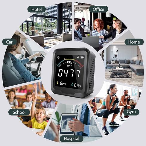 كاشف ثاني أكسيد الكربون، جهاز مراقبة جودة الهواء الذكي Aiment WiFi، مستشعر عالي الدقة، كاشف ثاني أكسيد الكربون، مراقب درجة الحرارة والرطوبة، مقياس ثاني أكسيد الكربون الرقمي للمنزل الداخلي لعيد الشكر in Kuwait