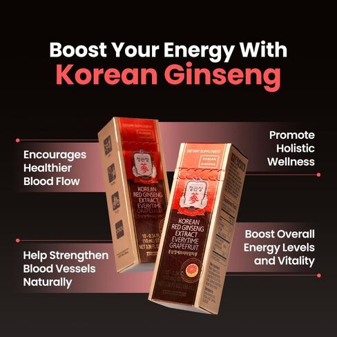 JungKwanJang عصا مستخلص الجينسنغ الأحمر الكوري بنكهة الجريب فروت مع مضادات الأكسدة، تركيبة البريبايوتك، مكمل طاقة يومي خالٍ من الكافيين للرجال والنساء in Saudi Arabia