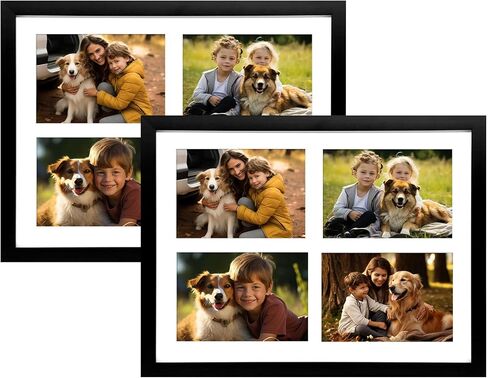 Frametory, 2 5x7 Picture Frame Collage - 8.5x11 Picture Frame Made To Display Pictures 2 5x7 with Mat or 8.5x11 without Mat - Pre-Installed Wall Mounting Hardware (Black, 2 Pack) in Kuwait