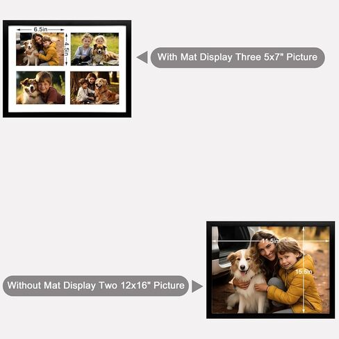 Frametory, 2 5x7 Picture Frame Collage - 8.5x11 Picture Frame Made To Display Pictures 2 5x7 with Mat or 8.5x11 without Mat - Pre-Installed Wall Mounting Hardware (Black, 2 Pack) in Kuwait