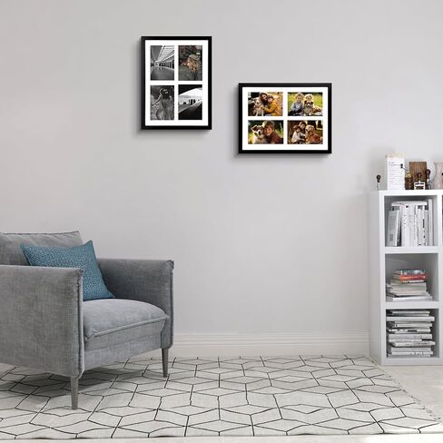 Frametory, 2 5x7 Picture Frame Collage - 8.5x11 Picture Frame Made To Display Pictures 2 5x7 with Mat or 8.5x11 without Mat - Pre-Installed Wall Mounting Hardware (Black, 2 Pack) in Kuwait