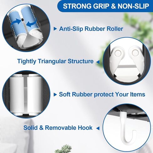 حامل مكنسة وممسحة مثبت على الحائط، رف أدوات تخزين مكنسة الممسحة مع 4 رفوف و5 خطافات، منظم مكنسة الممسحة، منظم أدوات الحديقة مع خطافات لاصقة لسقيفة المطبخ ومرآب الغسيل المنزلي، أسود in Kuwait