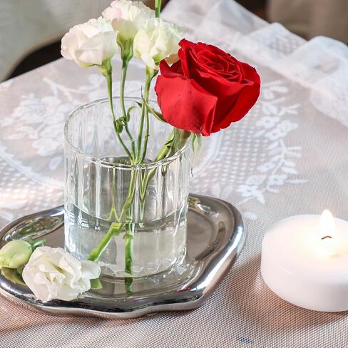 ComSaf Glass Cylinder Vases Pack of 3, Clear Ribbed Bud Vases for Centerpieces Weeding Decoration, 4 inch 6 Inch 10 Inch Tall Clear Flower Vases in Bulk, Hurricane Candle Holder for Party Home Decor in Saudi Arabia
