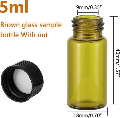 20pcs 3ml Mini Amber Glass Vials With Screw Caps, Small Bottles Sample Vials for Essential Oil and Perfume in Saudi Arabia