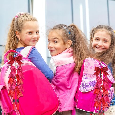 6 Pcs Cheer Bow Holder and Cheerleading Pom Poms Holder, Glitter Hair Bow Hanger for Girls, Bling Backpack Bows School Cheer Stuff Bow Accessories for Teen Football Cheerleader Sports in Saudi Arabia