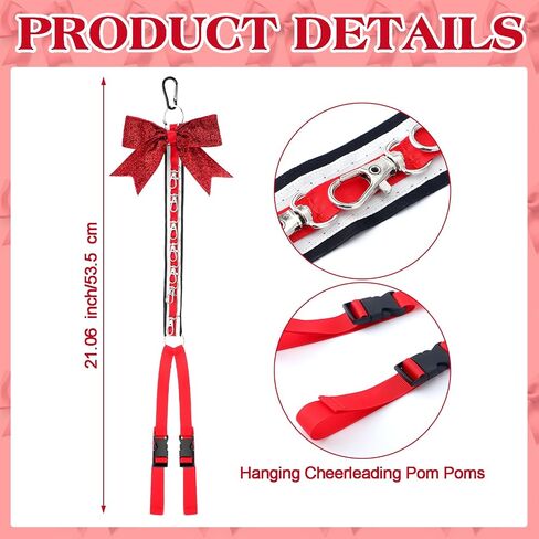 6 Pcs Cheer Bow Holder and Cheerleading Pom Poms Holder, Glitter Hair Bow Hanger for Girls, Bling Backpack Bows School Cheer Stuff Bow Accessories for Teen Football Cheerleader Sports in Saudi Arabia