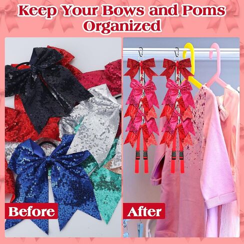 6 Pcs Cheer Bow Holder and Cheerleading Pom Poms Holder, Glitter Hair Bow Hanger for Girls, Bling Backpack Bows School Cheer Stuff Bow Accessories for Teen Football Cheerleader Sports in Saudi Arabia