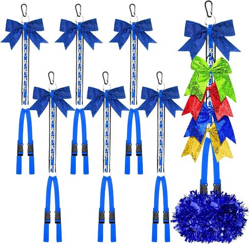 6 Pcs Cheer Bow Holder and Cheerleading Pom Poms Holder, Glitter Hair Bow Hanger for Girls, Bling Backpack Bows School Cheer Stuff Bow Accessories for Teen Football Cheerleader Sports in Saudi Arabia
