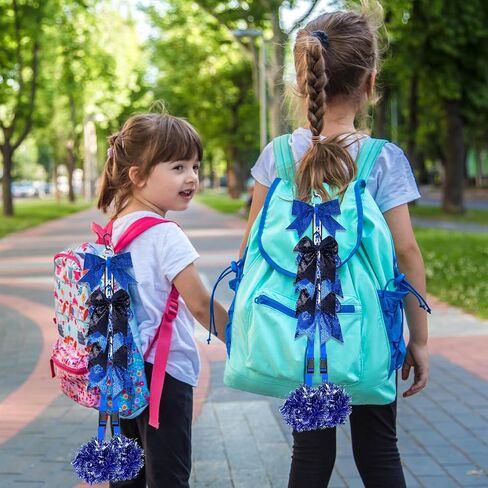 6 Pcs Cheer Bow Holder and Cheerleading Pom Poms Holder, Glitter Hair Bow Hanger for Girls, Bling Backpack Bows School Cheer Stuff Bow Accessories for Teen Football Cheerleader Sports in Saudi Arabia