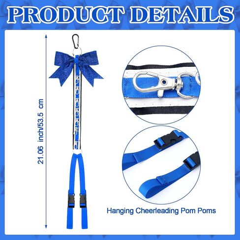 6 Pcs Cheer Bow Holder and Cheerleading Pom Poms Holder, Glitter Hair Bow Hanger for Girls, Bling Backpack Bows School Cheer Stuff Bow Accessories for Teen Football Cheerleader Sports in Saudi Arabia