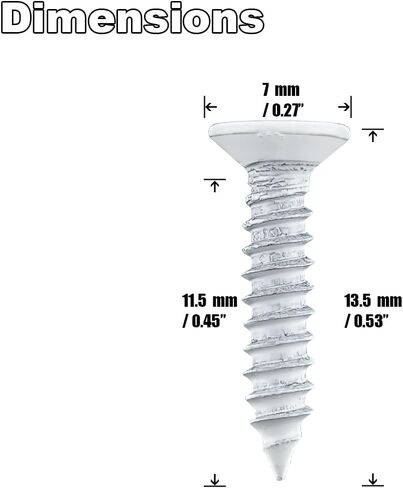 #6 X 1/2 Inch Stainless Steel Self-Tapping Wood Screw Set, Suitaple for Home Renovation, Furniture Assembly, and Wood Working Projects, White Head, 100 Pack, 3514WS-WH-100 in Saudi Arabia