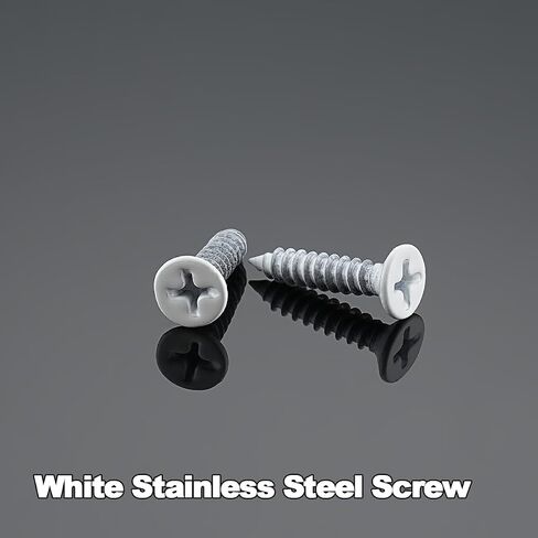 #6 X 1/2 Inch Stainless Steel Self-Tapping Wood Screw Set, Suitaple for Home Renovation, Furniture Assembly, and Wood Working Projects, White Head, 100 Pack, 3514WS-WH-100 in Saudi Arabia