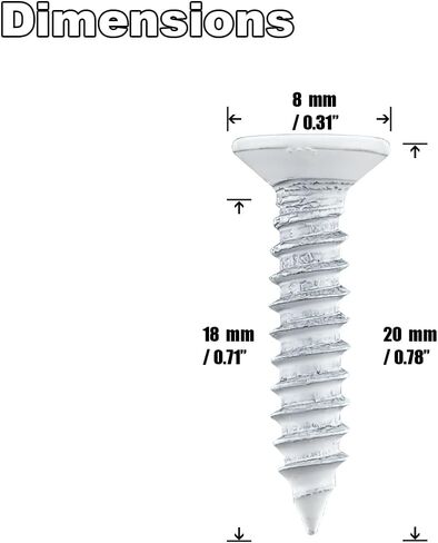 #6 X 1/2 Inch Stainless Steel Self-Tapping Wood Screw Set, Suitaple for Home Renovation, Furniture Assembly, and Wood Working Projects, White Head, 100 Pack, 3514WS-WH-100 in Saudi Arabia