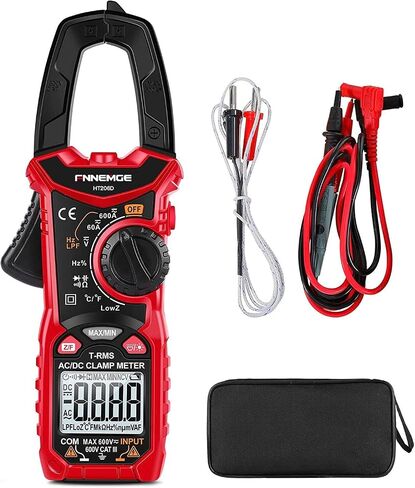 HT206D المشبك متر، 6000 التهم السيارات المدى المتعدد 600A AC / DC الحالي، 600V AC / DC الجهد مع الخلفية LCD، السعة، الاستمرارية، المقاومة، واجب، الثنائيات، Frecruncy، درجة الحرارة، NCV in Saudi Arabia