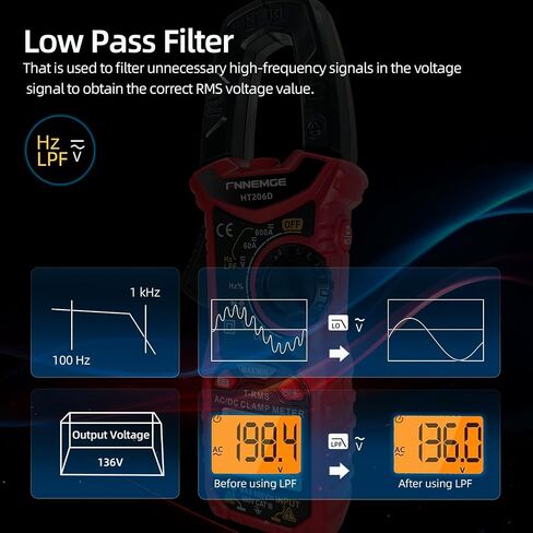 HT206D المشبك متر، 6000 التهم السيارات المدى المتعدد 600A AC / DC الحالي، 600V AC / DC الجهد مع الخلفية LCD، السعة، الاستمرارية، المقاومة، واجب، الثنائيات، Frecruncy، درجة الحرارة، NCV in Saudi Arabia