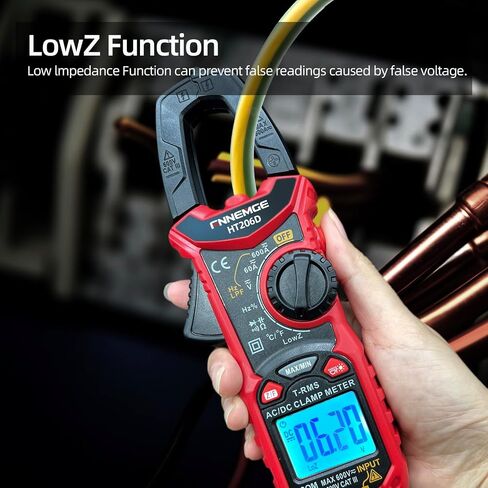 HT206D المشبك متر، 6000 التهم السيارات المدى المتعدد 600A AC / DC الحالي، 600V AC / DC الجهد مع الخلفية LCD، السعة، الاستمرارية، المقاومة، واجب، الثنائيات، Frecruncy، درجة الحرارة، NCV in Saudi Arabia