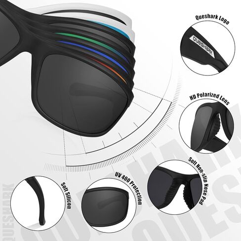 Queshark Polarized Sports Sunglasses for Men and Women Cycling Running Golf Fishing Wrap Around Glasses in Saudi Arabia