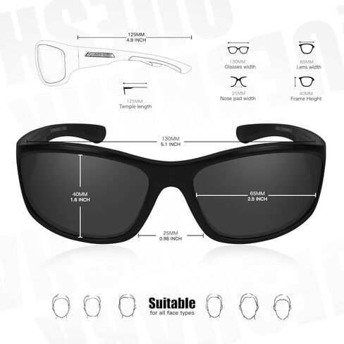 Queshark Polarized Sports Sunglasses for Men and Women Cycling Running Golf Fishing Wrap Around Glasses in Saudi Arabia