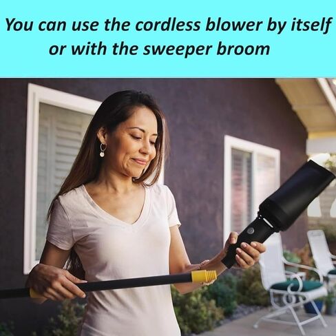 Outdoor Broom with Built-in Lightweight Rechargeable Cordless Leaf Blower | Collapsible Broom for RV, Camping, Deck, Patio or Balcony in Saudi Arabia