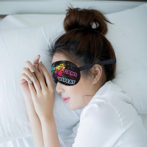 أكل النوم لعبة تكرار قناع النوم قناع العين للبنين الأطفال المراهقين الفتيات، قناع العين اللاعب، قناع العين التعتيم الحرير للنوم، الأخضر الأزرق موضوع اللعبة الأشرطة قابل للتعديل لينة خفيفة الوزن قناع النوم in Kuwait