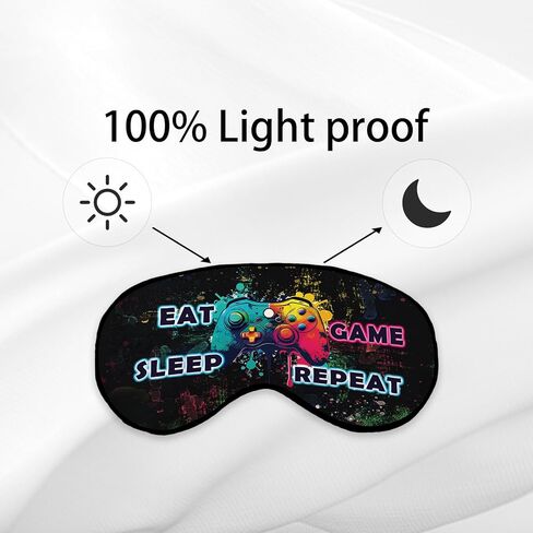 أكل النوم لعبة تكرار قناع النوم قناع العين للبنين الأطفال المراهقين الفتيات، قناع العين اللاعب، قناع العين التعتيم الحرير للنوم، الأخضر الأزرق موضوع اللعبة الأشرطة قابل للتعديل لينة خفيفة الوزن قناع النوم in Kuwait