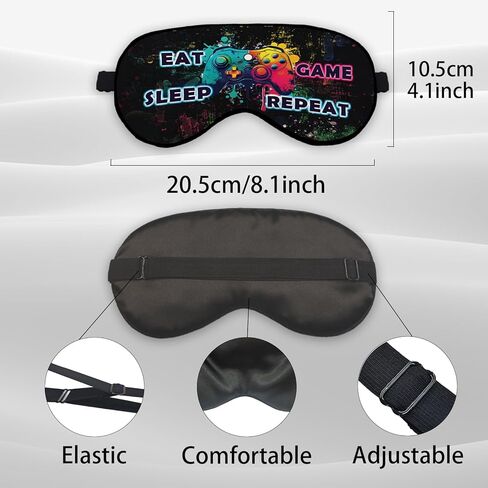 أكل النوم لعبة تكرار قناع النوم قناع العين للبنين الأطفال المراهقين الفتيات، قناع العين اللاعب، قناع العين التعتيم الحرير للنوم، الأخضر الأزرق موضوع اللعبة الأشرطة قابل للتعديل لينة خفيفة الوزن قناع النوم in Kuwait