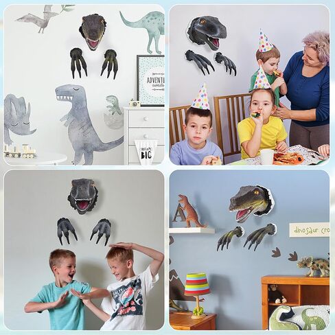 Petpigo Wall-Mounted 3D Dinosaur Wall Head Bust Sculpture Bursting Mounted Head Statue Bust Dinosaur Wall Art Ornaments for Family and Children's Bedroom (Grey) in Saudi Arabia