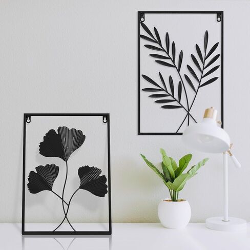 KHJCXS Black Wall Decor Metal Wall Art Modern Minimalist Metal Leaf Wall Hanging Decor, for Living Room, Bedroom, Bathroom, Hotel And Office (3pcs) in Saudi Arabia