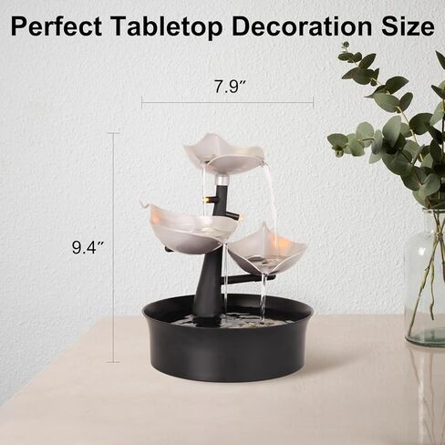 نوافير مياه داخلية، نافورة مياه على سطح الطاولة بثلاث طبقات مع ضوء LED قابل للتعديل، نافورة شلال مكتب صغير لغرفة المعيشة/مكتب زين/ديكور المنزل، بدون جرس، غير ديناميكي in Kuwait